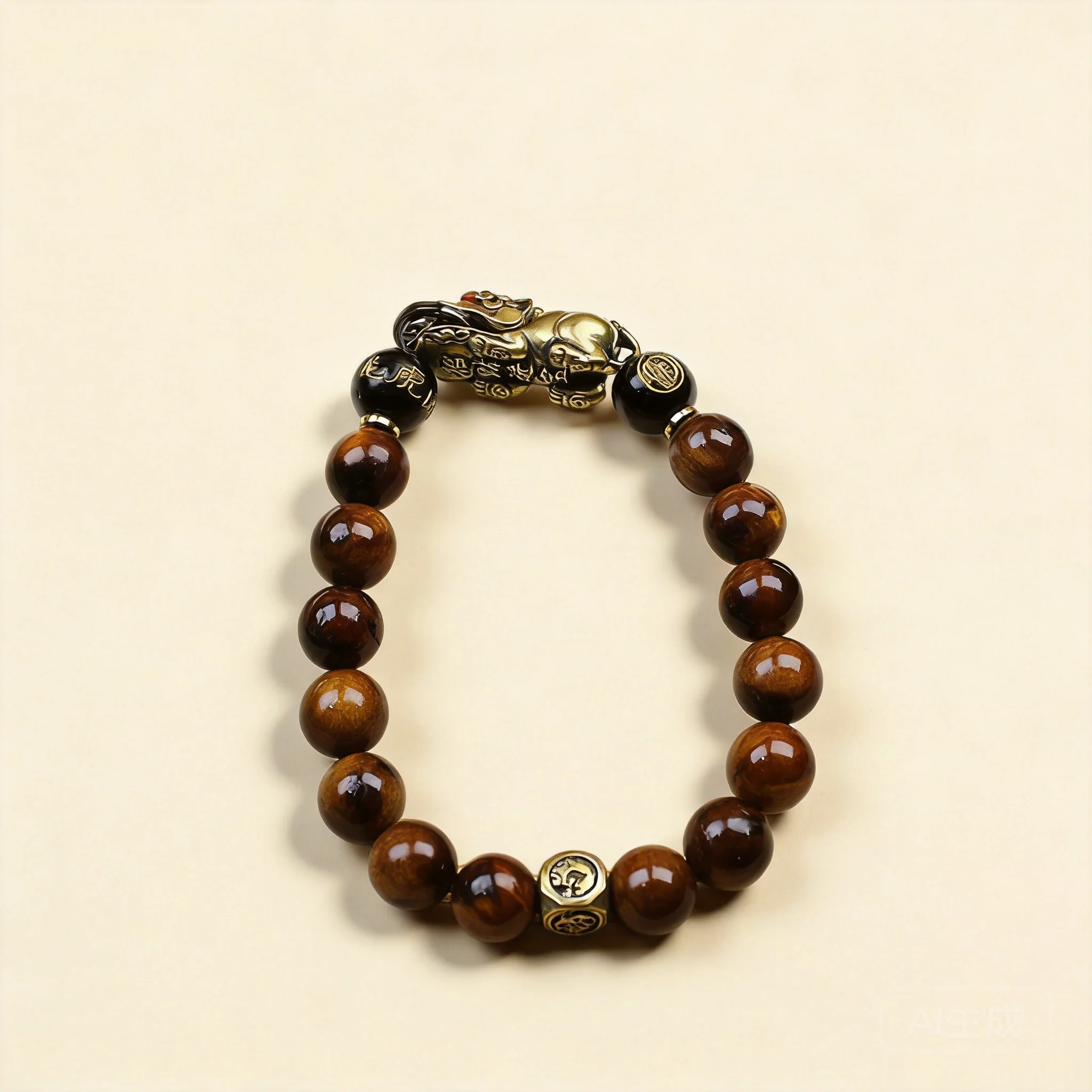 Chinese Style Lucky Fortune Attracting Thunder Struck Jujube Wood Pixiu Beaded Bracelet Handmade Spiritual Blessing Auspicious