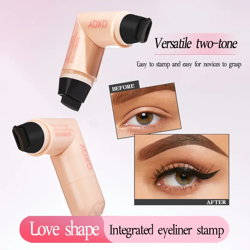 قلم تحديد العيون QXQY Easy Stamp Wing - طرف مزدوج (ختم + قلم رصاص)، مقاوم للماء، سريع الجفاف، ملابس طوال اليوم، تطبيق مقاوم للكسر، Mus