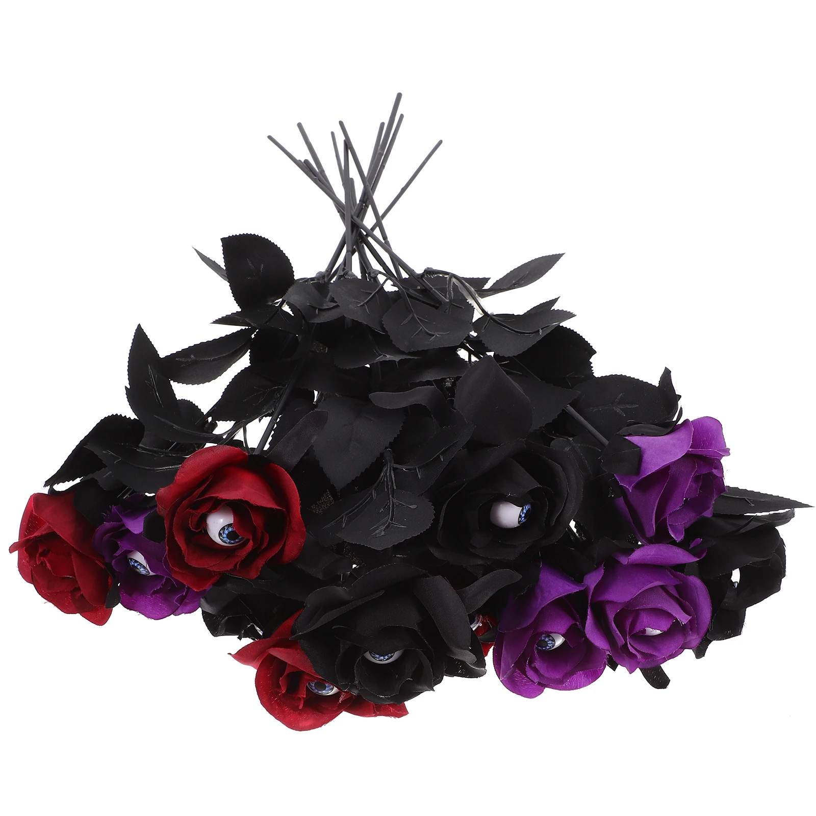 

12Pcs Halloween Faux Rose Realistic Fake Rose Flower Artificial Eyeball Decoration for Halloween Party Spooky Flower Decor