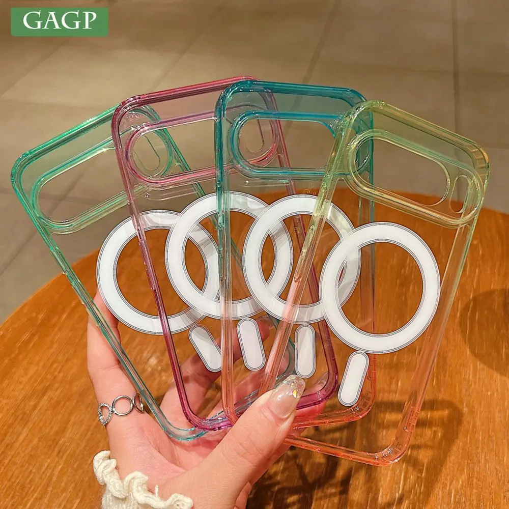 حافظة لهاتف جوجل بيكسل 10 برو متدرجة ملونة لهاتف ماجسيف حافظة هاتف مغناطيسية لهاتف جوجل بيكسل 10 غطاء شحن لاسلكي شفاف #1