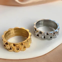 2023 Punk Metal Stainless Steel Ring Gold Color Waterproof Ring For Women Men Jewelry Party Gifts