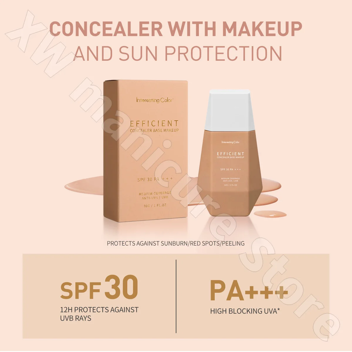 Concealer BB Cream Sunscreen Base Moisturizing Lightweight Brightening Skin Tone Concealer Long-lasting No Makeup Remover 30g