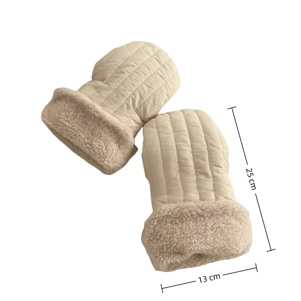Fleece Lined Stroller Gloves Windproof Anti Freeze Stroller Handlebar Gloves Keep Warm Thickened Stroller Mittens Outdoor