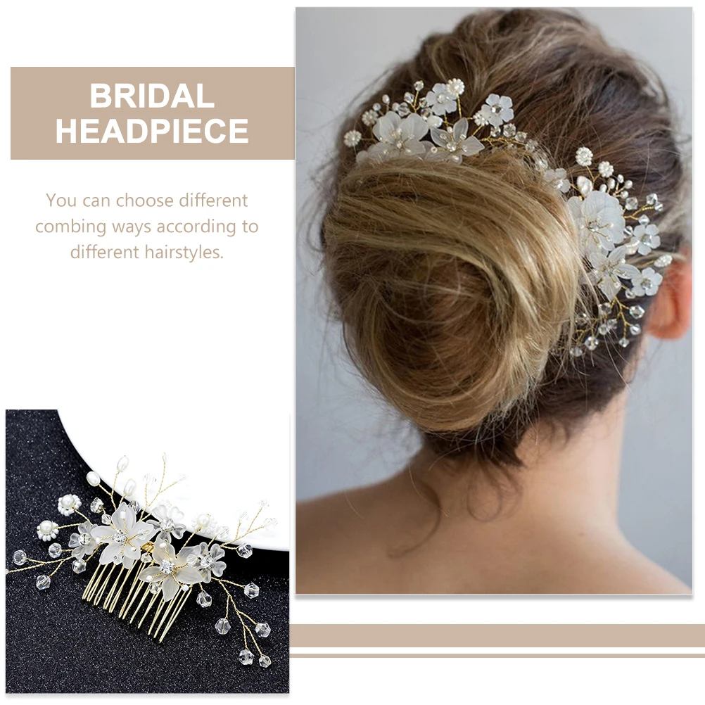 

Rhinestone Hair Pieces Silver Flower Comb Vintage Wedding Accessories Bridal Headpiece Decorative Combs For Women Bride