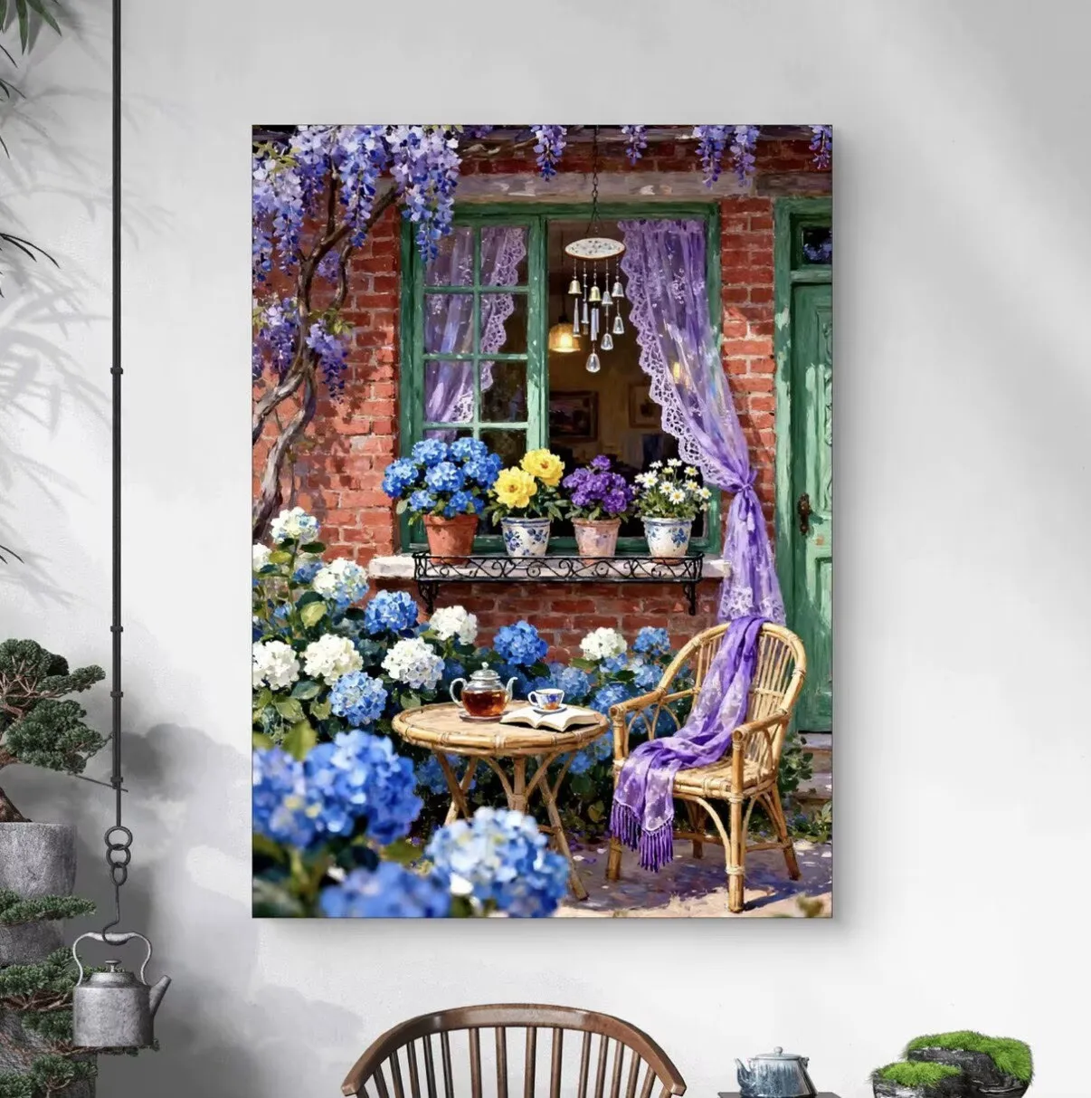 

9CT 14ct flower window sill Printed Kit Cross Stitch Embroidery DIY Needlework Home Decor Crafts With Needles Threads