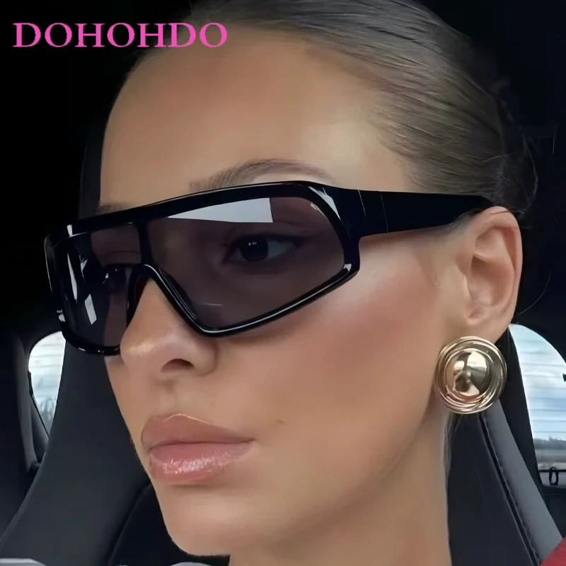 

2026 Trendy Punk One-Piece Women's Sunglasses Brand Designer Big Frame Men Sunglass Outdoor Sports Cycling Goggles Unisex UV400