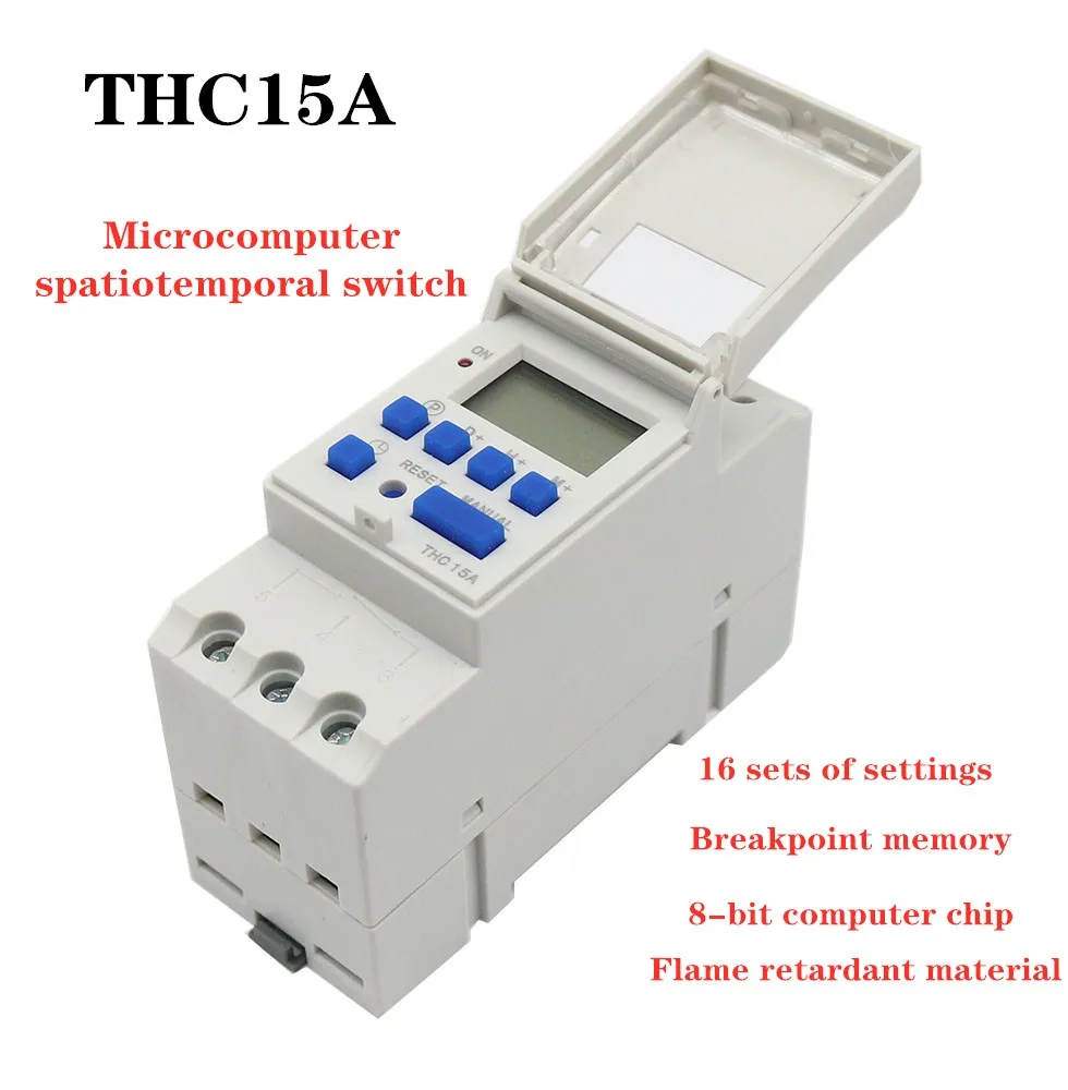 THC15A New type Din Rail 2 wire Weekly 7 Days Programmable Digital TIME SWITCH Relay Timer Control AC 220V 230V 12V 24V 48V 16A