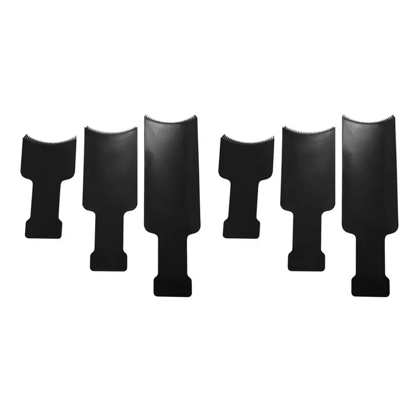 A83X-6Pcs Long Hair Highlighting Sectioning Board Barber Flat Top Paddle Board Comb (Black)