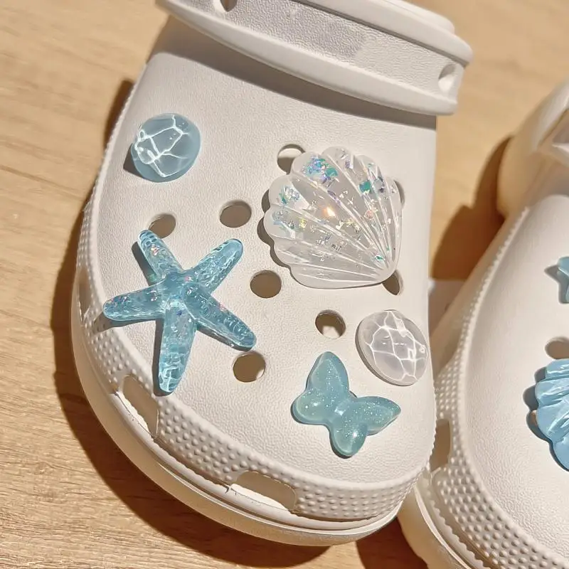 1 Set Cute Shoes Charms Removable Simulated Fish Starfish Shoe Accessories for Girls Summer Shoes DIY Gift