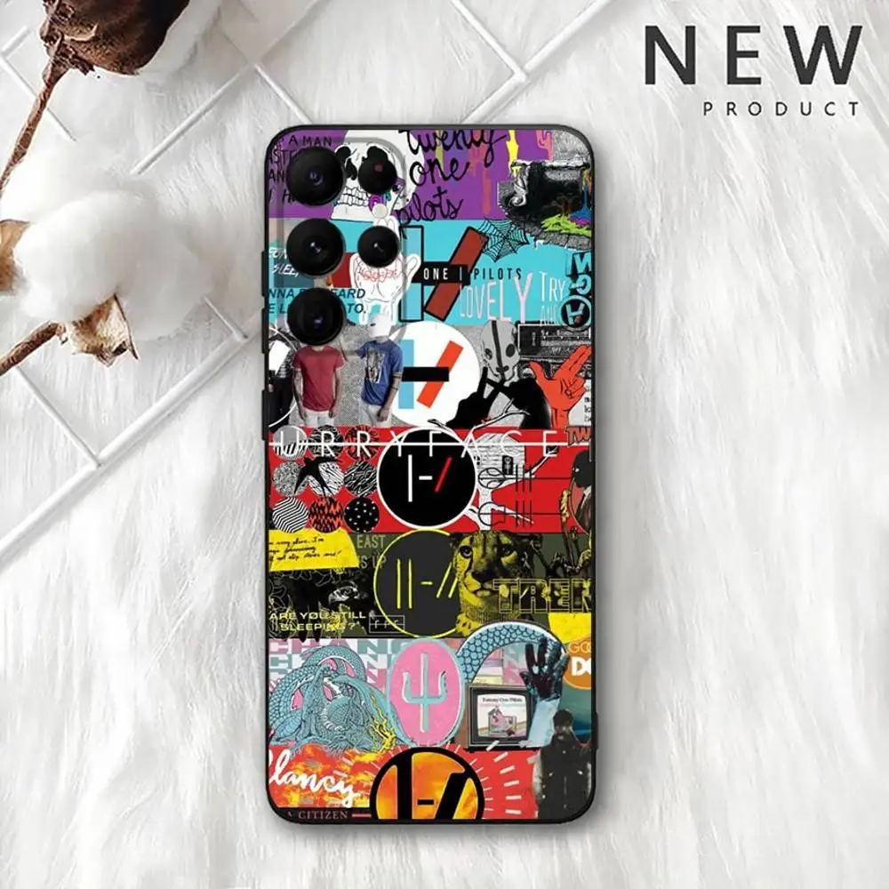 حافظة هاتف T-Twenty One Pilots لهاتف سامسونج S 25,24,23,22,30,21,10,9,Ultra,Plus,Lite,FE,4,5G حافظة ناعمة سوداء #5