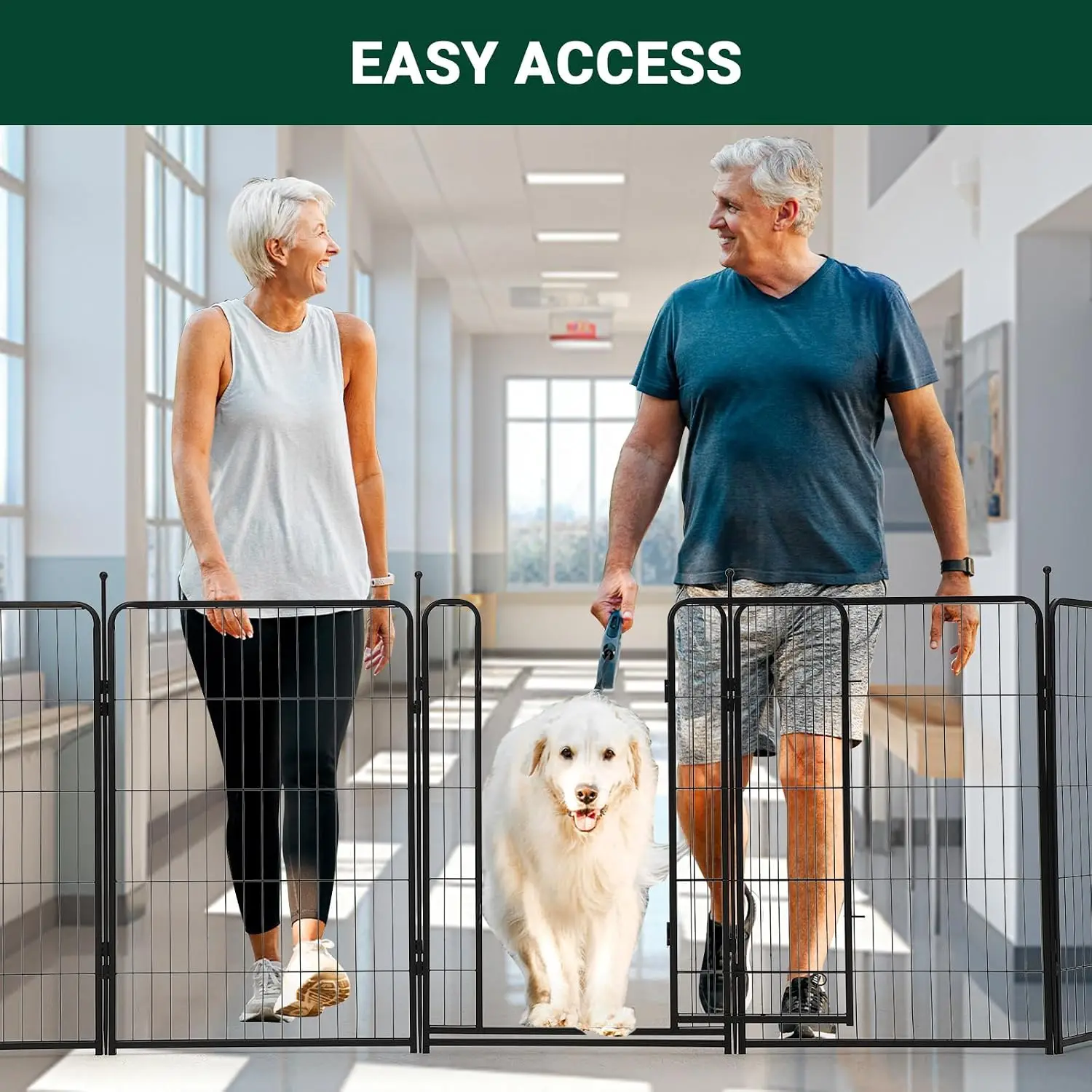 16 Panels Dog Playpen Heavy Duty Pet Fence Indoor Outdoor Pet Safety Isolation Barrier for Puppy Dog Supplies Wide Door Low Threshold, Quick Tool-Free Setup