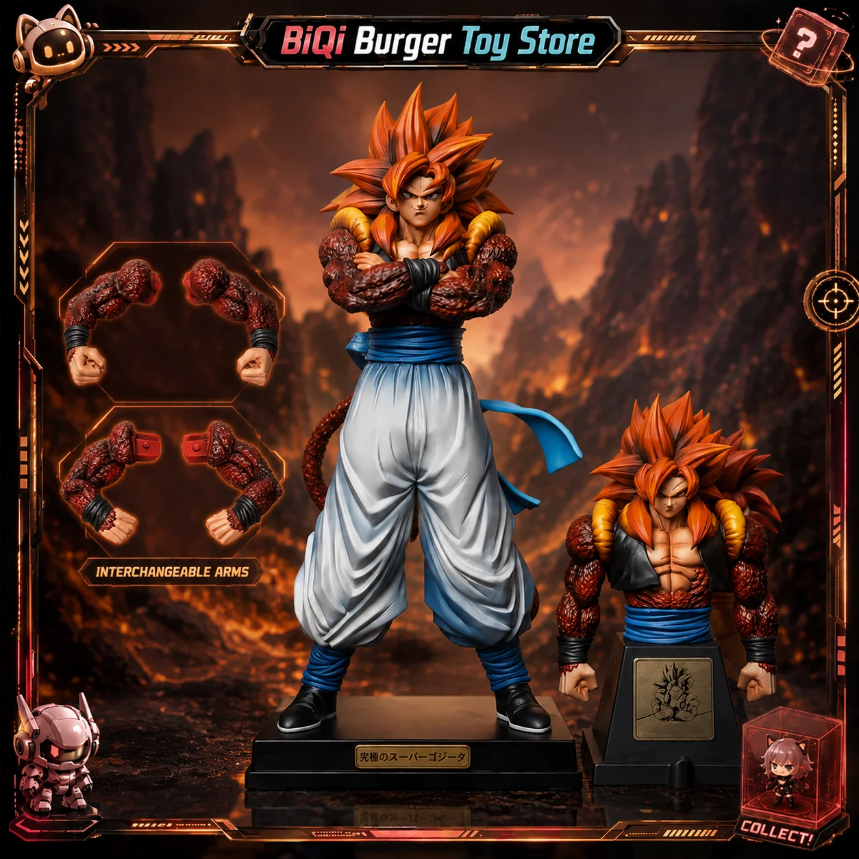 In Stock YS Statue Dragon Ball Gogeta Action Figure Ssj4 Replaceable Body Super Saiyan 4 Pvc Collection Model Toys Birthday Gift