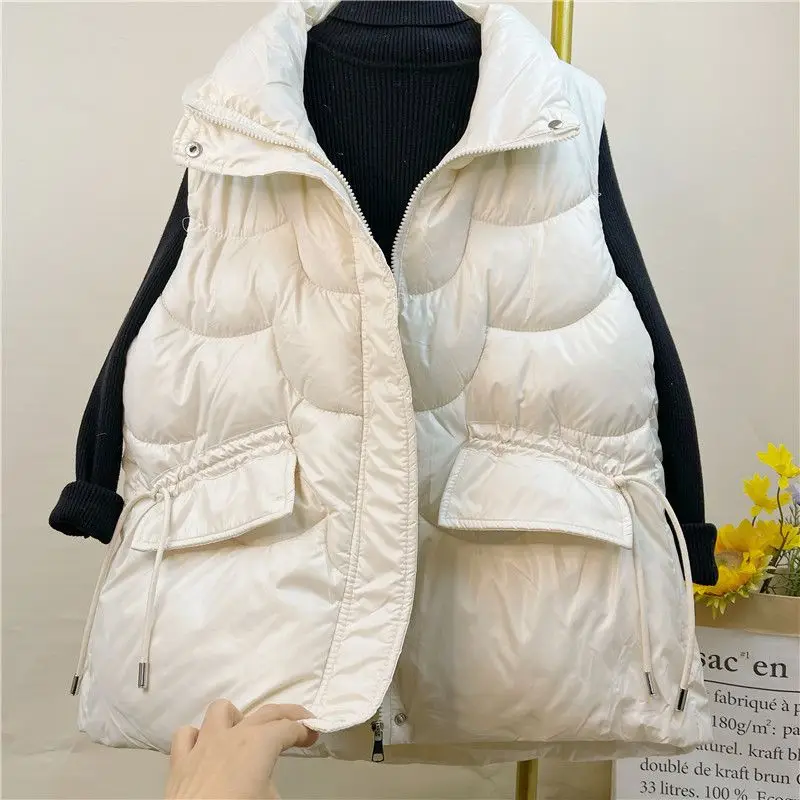 Woman Cotton Vest Mid-Length Women Coat Autumn Ladies Loose Casual Waistcoat Thick  Female Sleeveless Jacket Vests G822