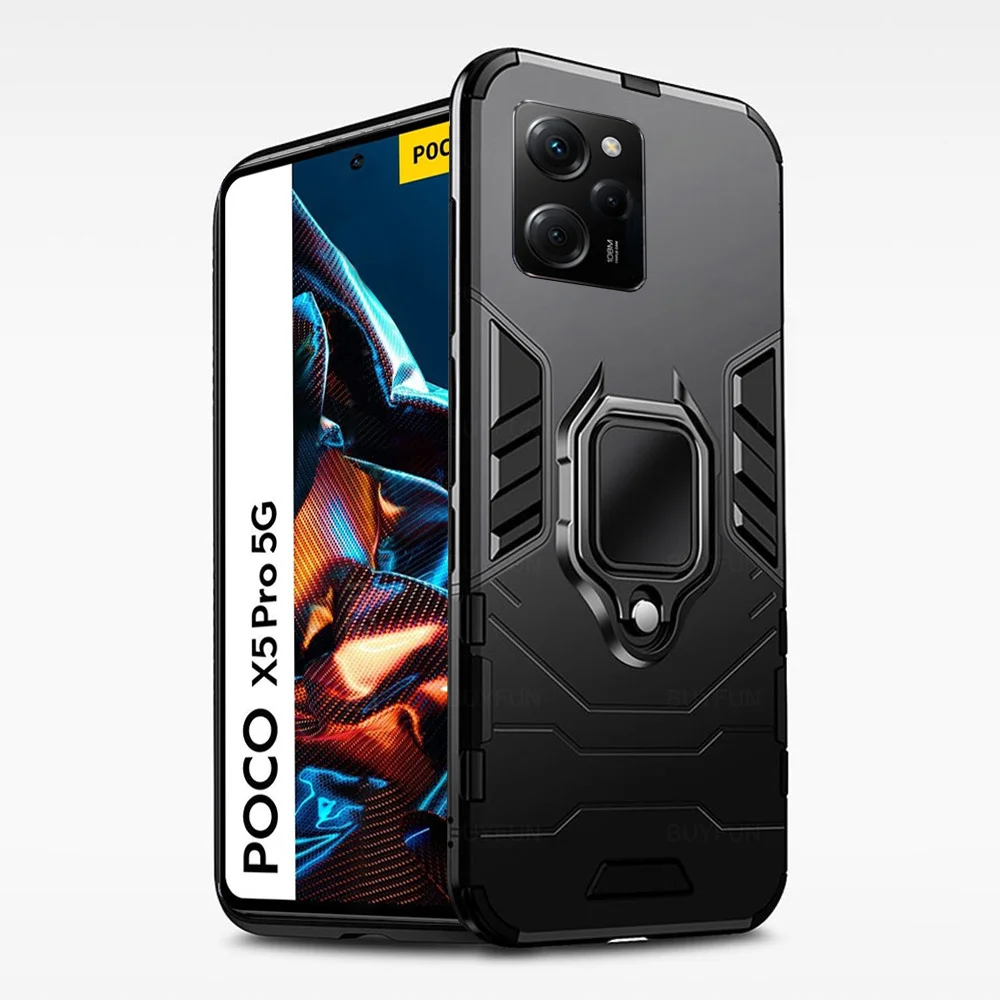 For Xiaomi Poco X5 Pro Case Armor Ring Bracket Phone Cover On Pocco X 5 Pro 5pro X5Pro 5G Car Magnetic Protection Coques 6.67in