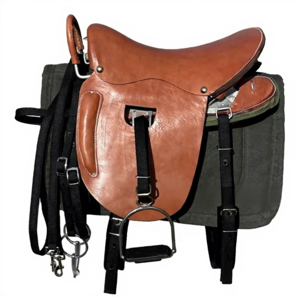 Cowhide Tourist Saddle Full Set with Accessories Complete Top-Grain Leather Visitor Saddle Made in China