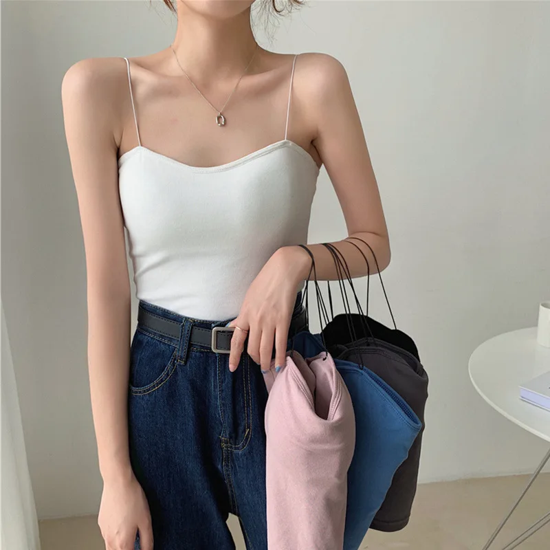 Casual Sport Camisole Women Strap Design Solid Fashion Sexy Spaghetti Strap Crop Tops Elegant Ladies Seamless Slim Tank Tops