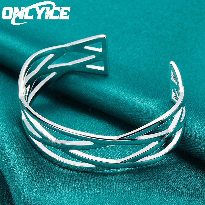 

925 Sterling Silver Bracelet For Women Man Classics Braided Interweave Bangle Fashion Wedding Party Christmas Gift Jewelry