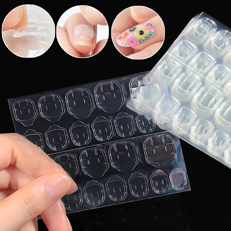 10/5sheets Clear Double Sided Nail Glue Stickers Adhesive Slider Jelly Gel Glue Patch For False Manicure Tips Nails Accessories