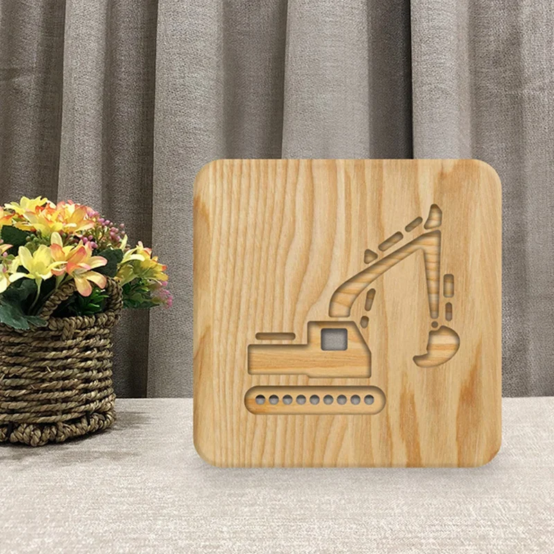 Veilleuse LED avec modèle en ébène, veilleuse en bois, décoration de table, chambre d'enfant