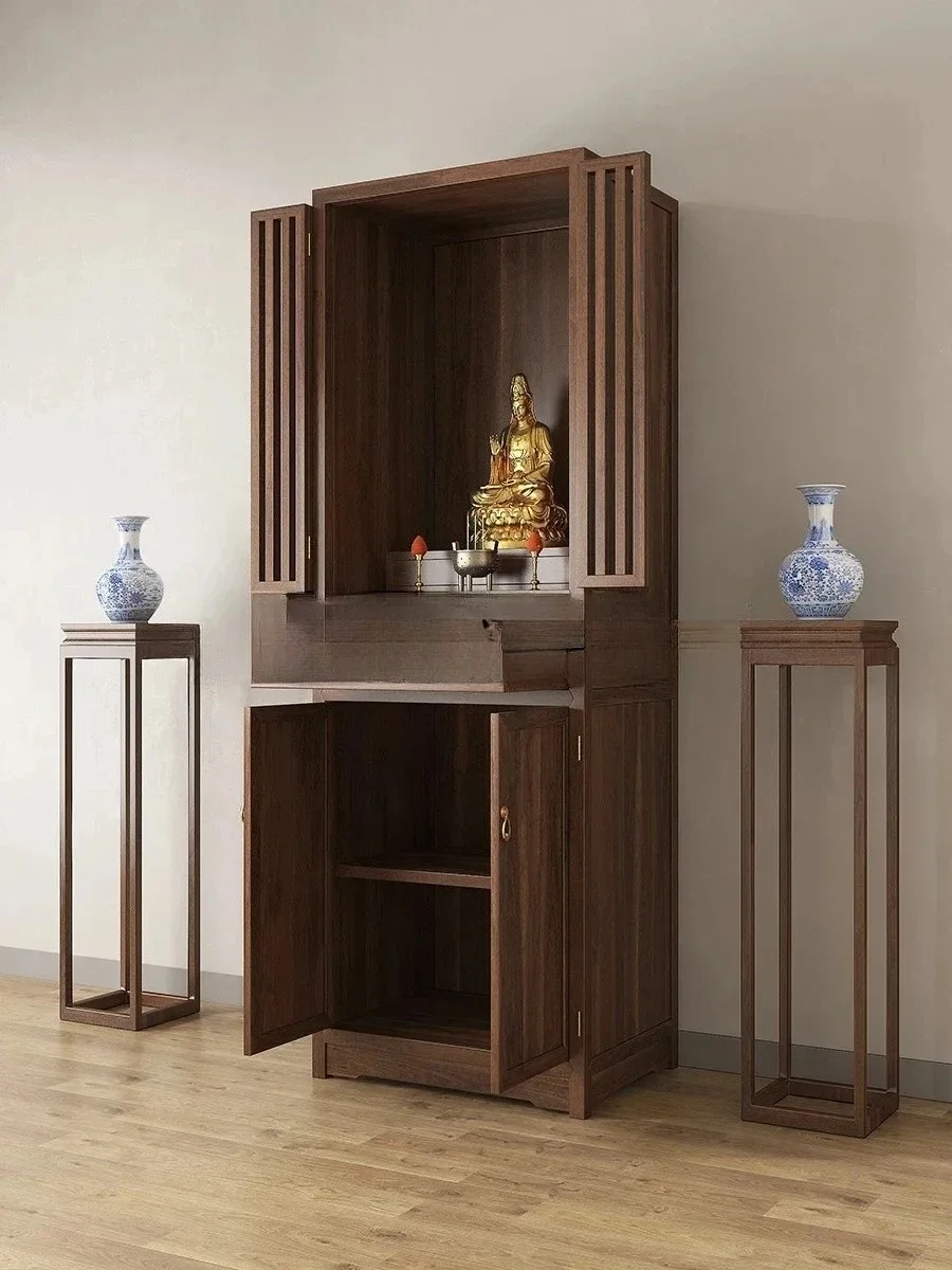 yj7 Armadio per vestiti di nicchia di Buddha minimalista per uso domestico in legno massello Nuovo altare da tavolo di culto per