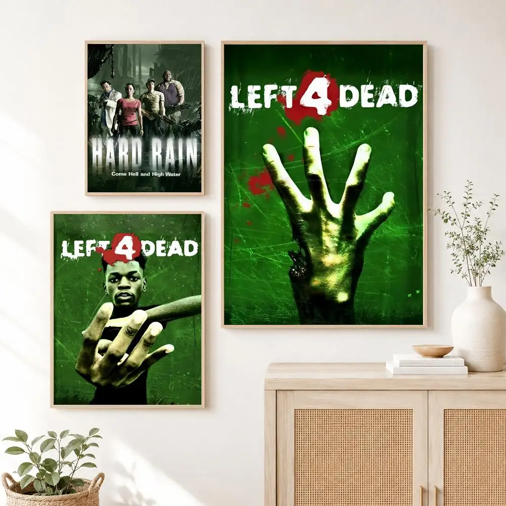 Hot Music L-Left 4 Dead Poster Self Adhesive Wall Art Decor for Bedroom Living Room Office Home Decor Gift