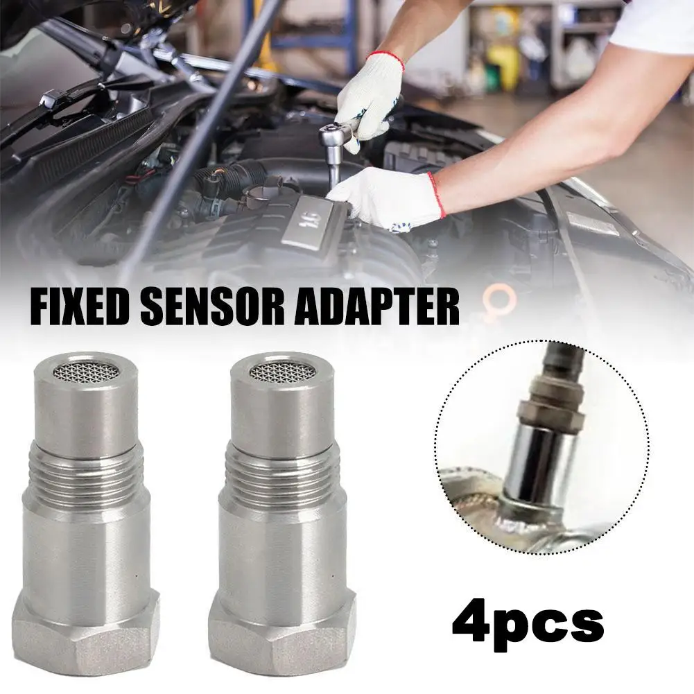 4PCS Stainless Steel Sensor Spacer Adapter Check Engine Light Cel Mini Catalyst O2 Sensor Spacer Adapter M18x1.5 Oxygen Sensor