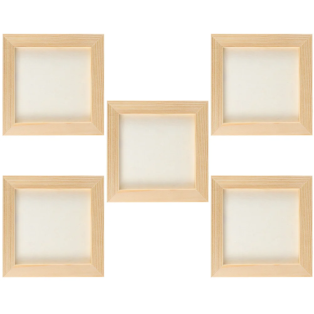 8 Pcs Clay Picture Frame Photo Artwork Blank Frames Wooden Square Unfinished Kids DIY Crafts