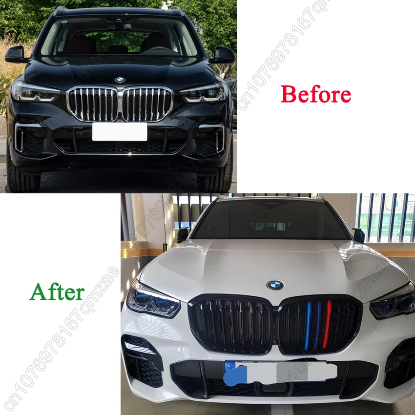 For BMW X5 G05 & X5M F95 Black ABS 2019-2024 Single/Dual Slat Car Front Kidney Grille Car Styling Front Bumper Racing Grill