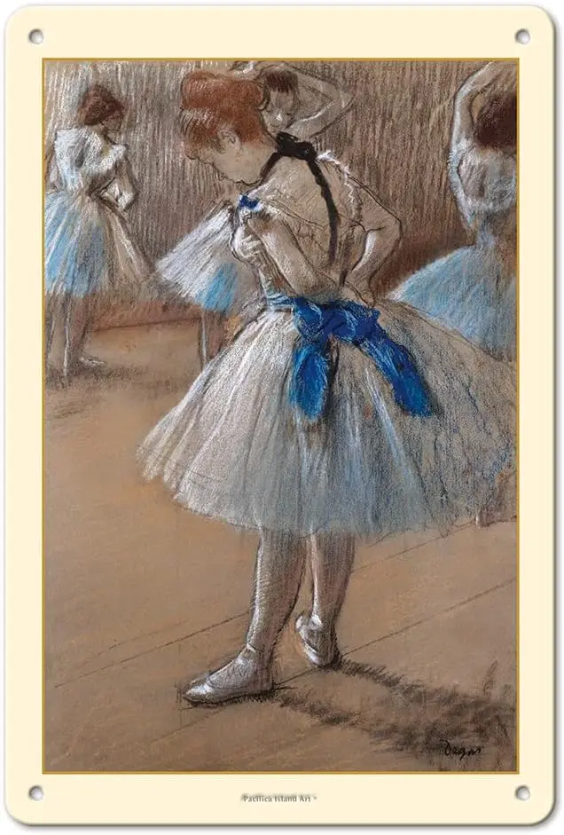 Pacifica Island Art The Dance Studio - From an Original Color Painting by Edgar Degas c.1880-8 x 12 inch Vintage Metal Tin  sign