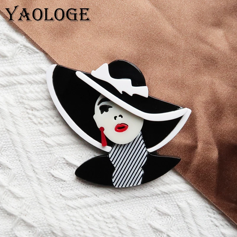 

YAOLOGE Original Elegant Personal Black Hat Ladies' Brooch Business Workplace Women's Accessories Fashion Badge Pin Gift