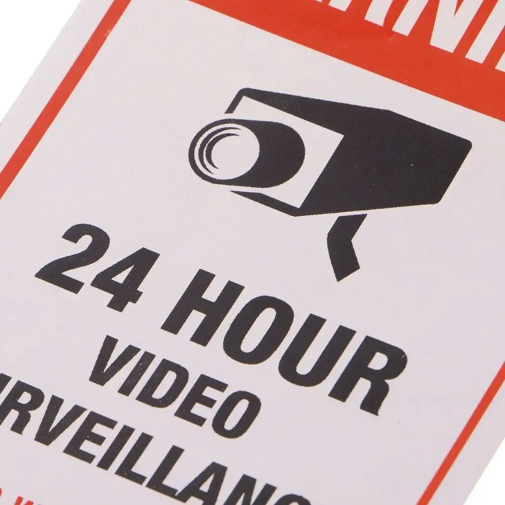 10pcs Security Camera Sign 24 Hour Monitor Camera Stickers Warning Sticker Warning Signs Decals