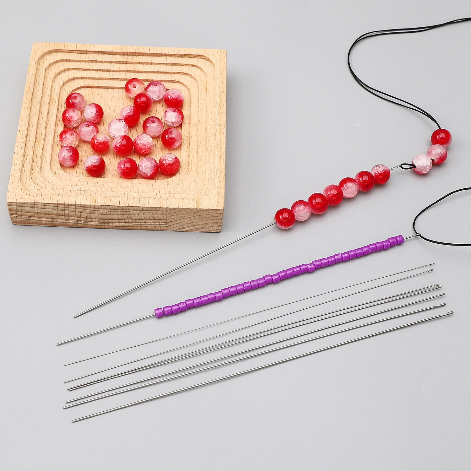 1-7Pcs 0.3-0.9mm Stainless Steel Beading Needles Easy Thread String Cord Test Tube Packaging Pins For DIY Jewelry Making Tools