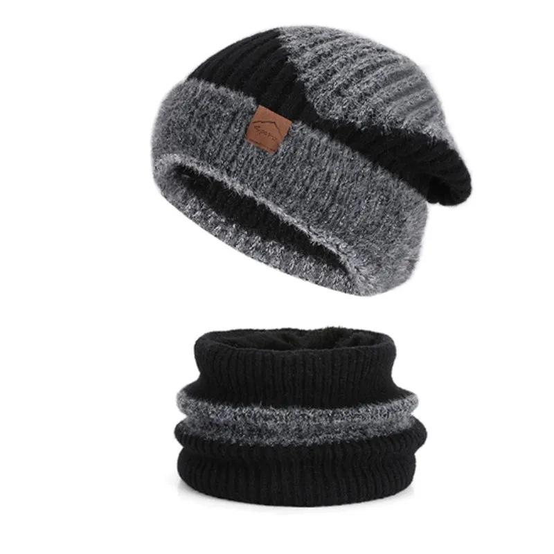 Chapeau tricoté épais et chaud pour femmes, Protection des oreilles, avec écharpe polaire, ensemble deux pièces, hiver