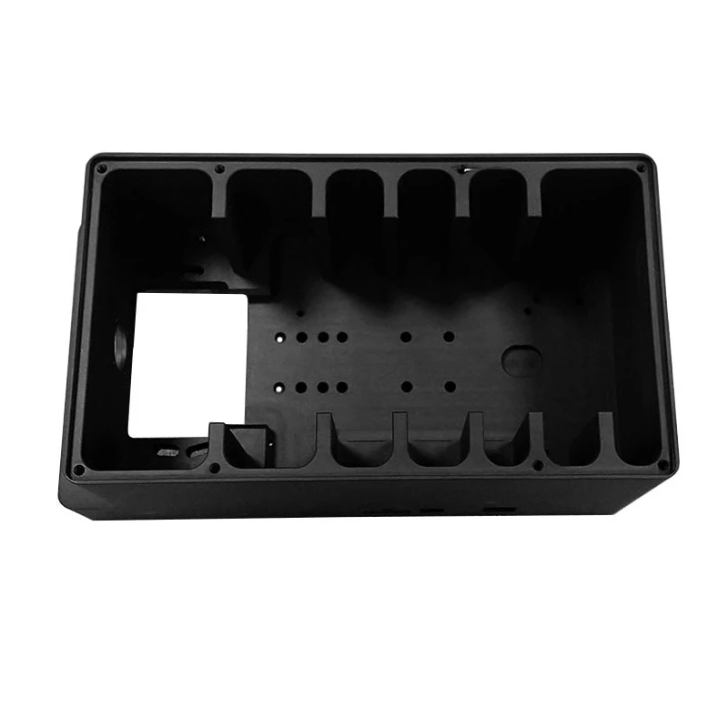 Base de posicionamento de equipamento de automação de assento de suporte mecânico fresado de precisão de metal preto esculpido CNC personalizado
