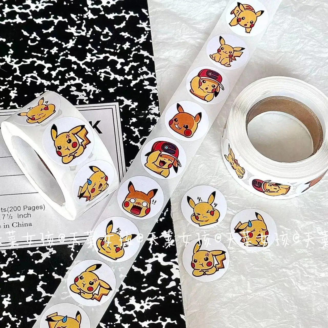 500pcs/Roll Cute Pokemon Pikachu Cartoon Anime Sealing Stickers DIY PVC Laptop Decals Decoration Stiker Reward Gift Toys