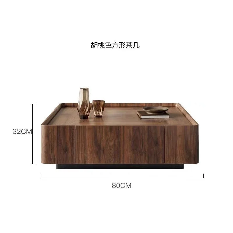 

Solid wood coffee table combination light luxury modern walnut color square new Chinese style living room home