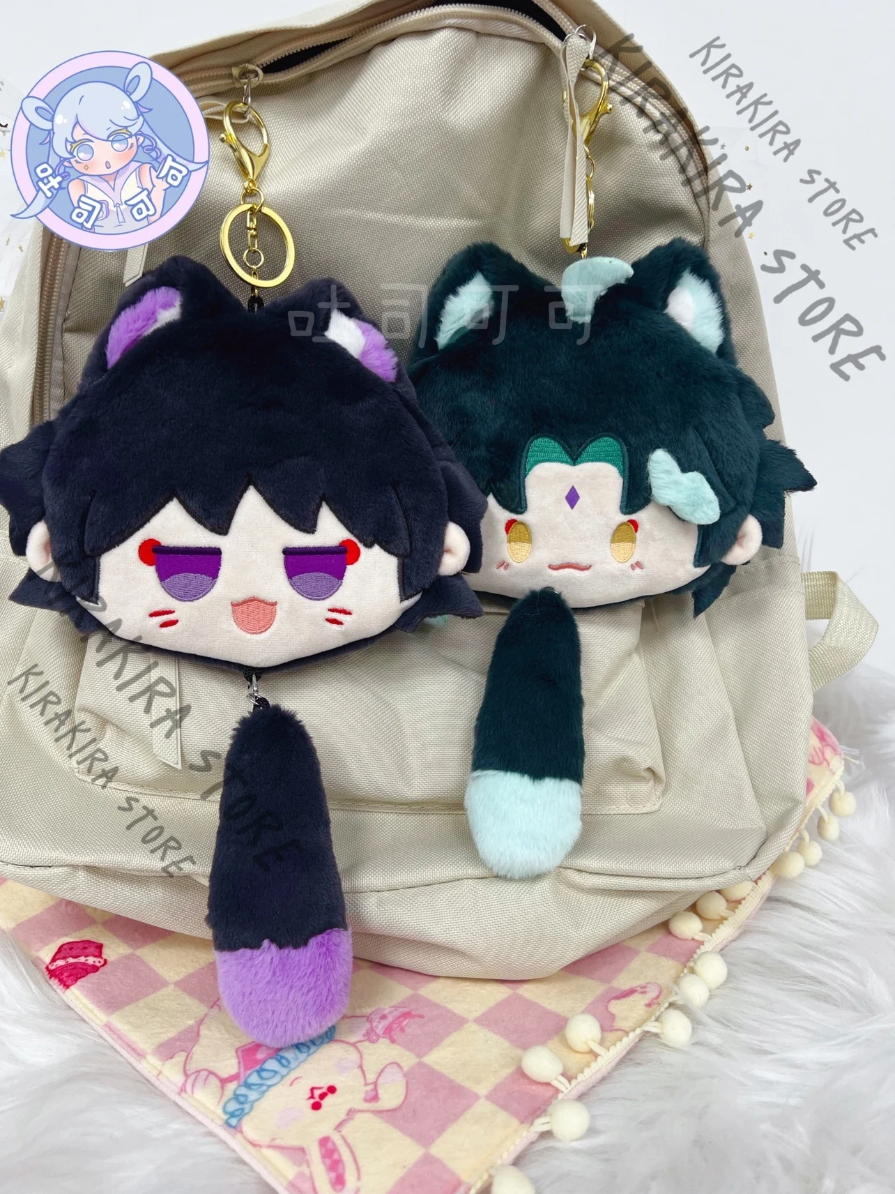 Genshin Impact Xiao Raiden Shogun 애니메이션 만화 펜던트 키 체인 코스프레 동전 지갑 액세서리 교수형 드롭 장식 선물