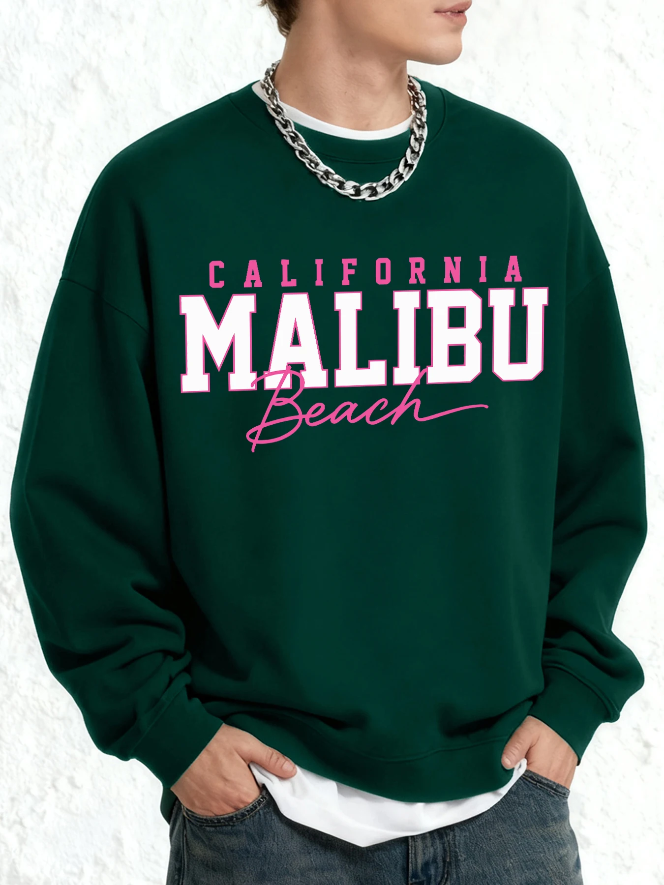 كاليفورنيا ماليبو الشاطئ الطباعة طويلة الأكمام للرجل الخريف عارضة البلوز المعتاد س الرقبة البلوفرات اليومية الهيب هوب الملابس #1