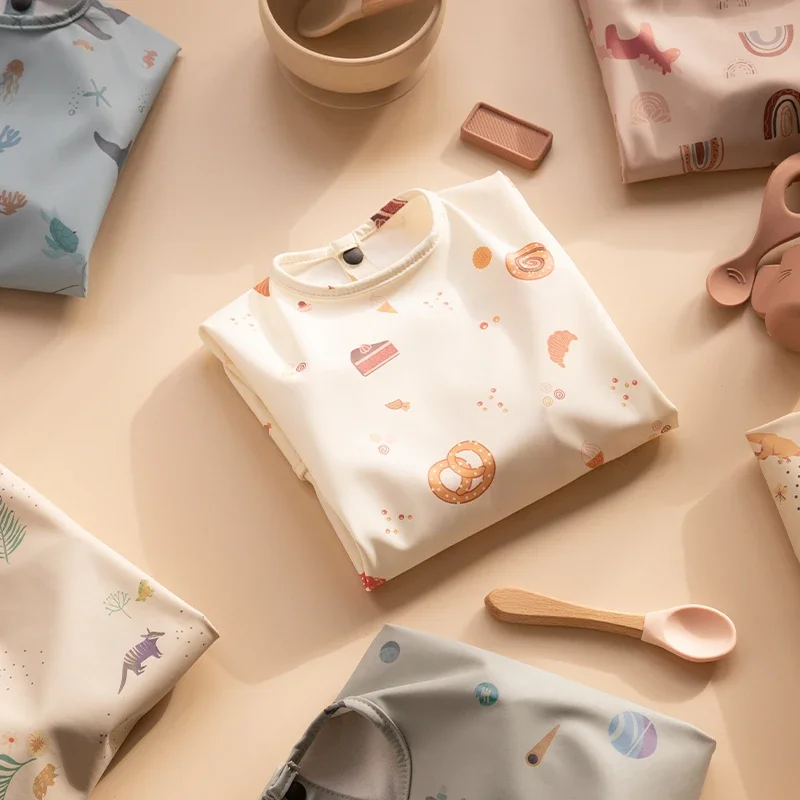 Bavoir à Manches sulfpour Bébé Garçon et Fille, Tablier Imperméable avec Poche, pour Repas