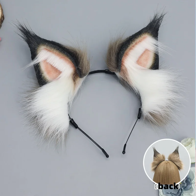 Orejas de felpa de gato Lolita Jk hechas a mano, accesorios para el cabello, disfraz de Cosplay, marioneta de imitación, cabeza de oreja trenzada de gato, Kc