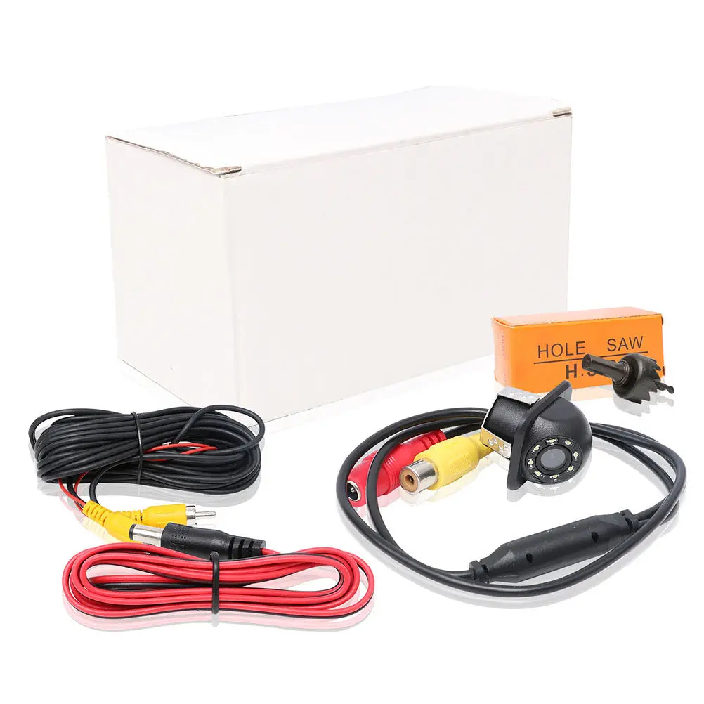 170 Degree Wide Angle Car Rear View Camera Drill Hole Mount 8 LED Night Vision Waterproof Reversing Camera for Vehicle Backup
