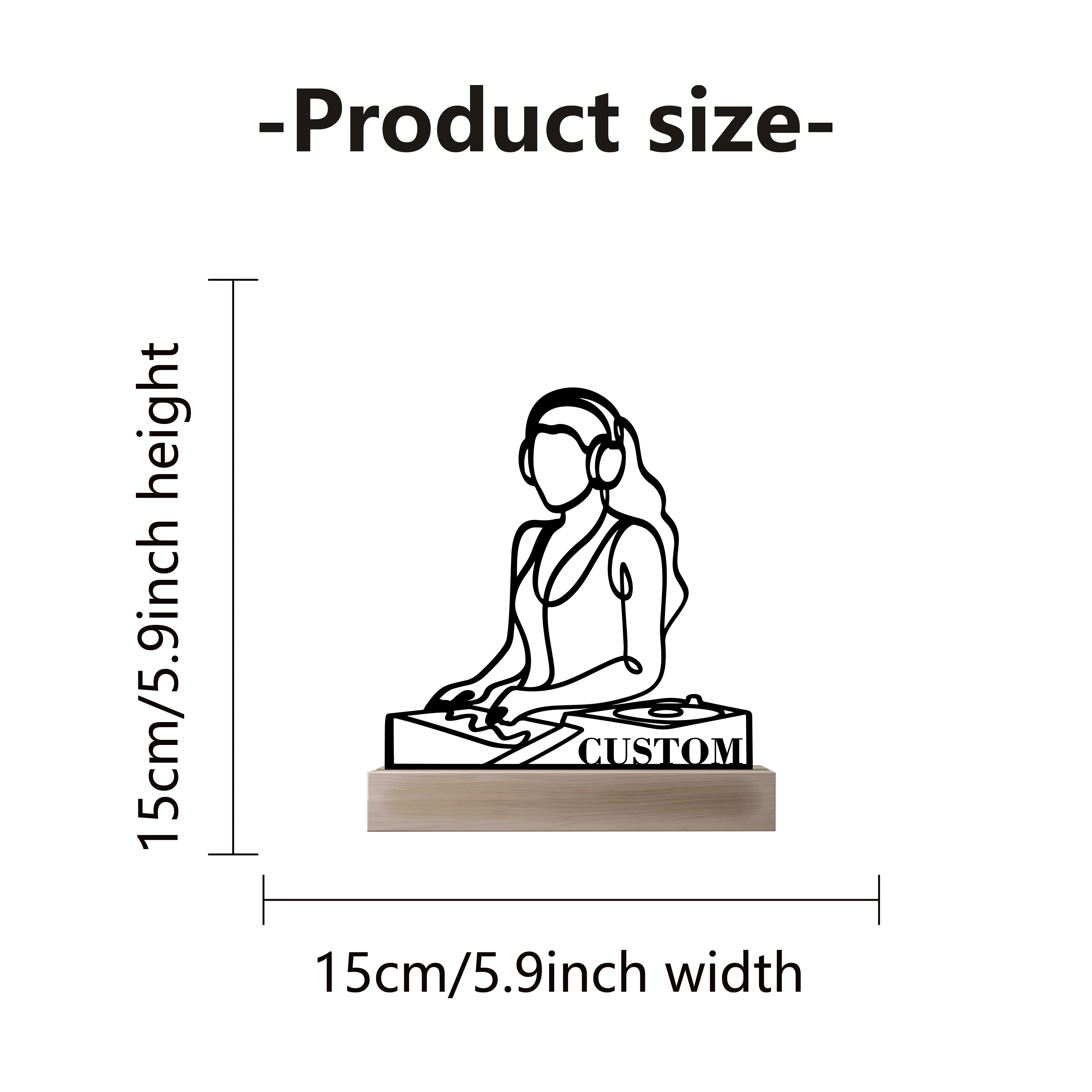 1pc nice dink singer Custom Name Metal Statue With Wood Base Iron Ornament Tin Sculpture Art Crafts With Wood Base