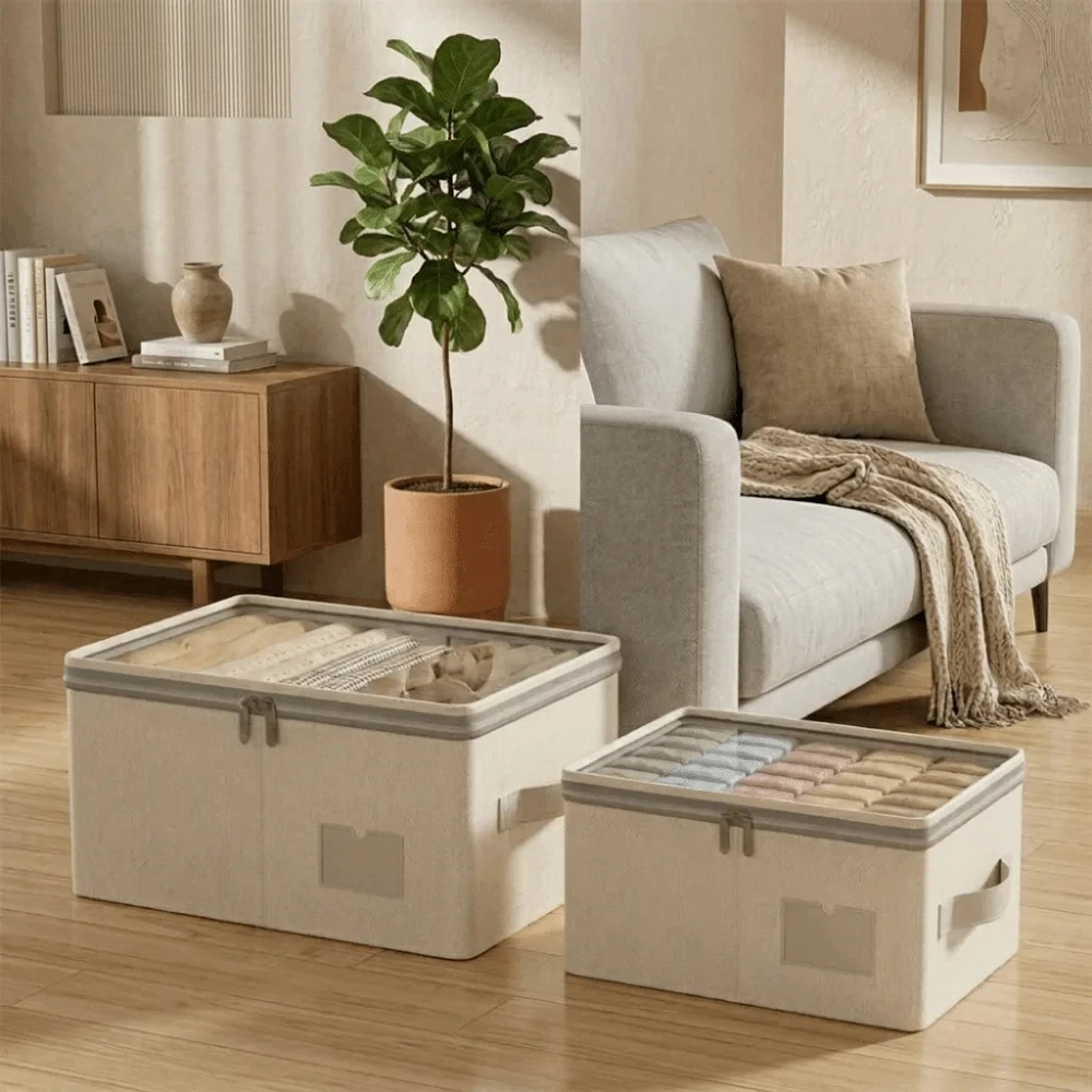 Large Capacity Foldable Clothing Storage Box with Clear Window for Down Jacket Quilt Organizer Box Home Bedroom Organization view 5
