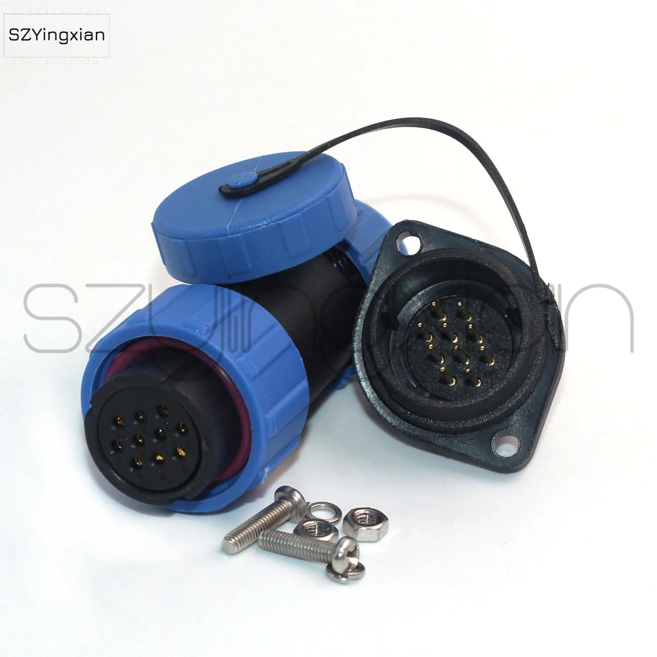 SP21 Flange Panel Mount Connector 2 3 4 5 6 7 8 9 10 12 Pin Industrial Power Waterproof IP68 Female Plug Male Socket