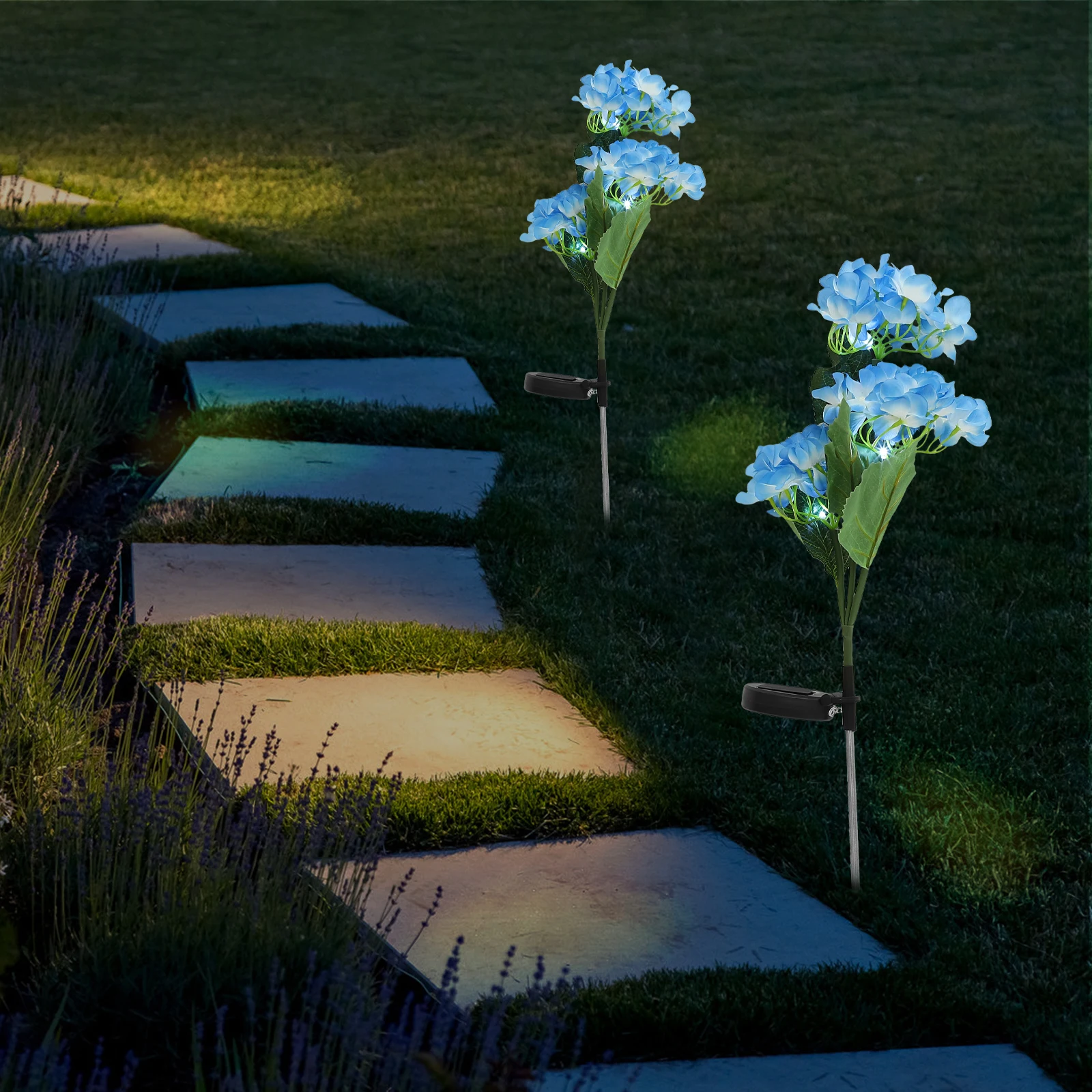 

Hydrangea Solar Stake Lamp Warm LED Firefly Lights Waterproof Garden Decor Yard Stakes Party Festive Hanging