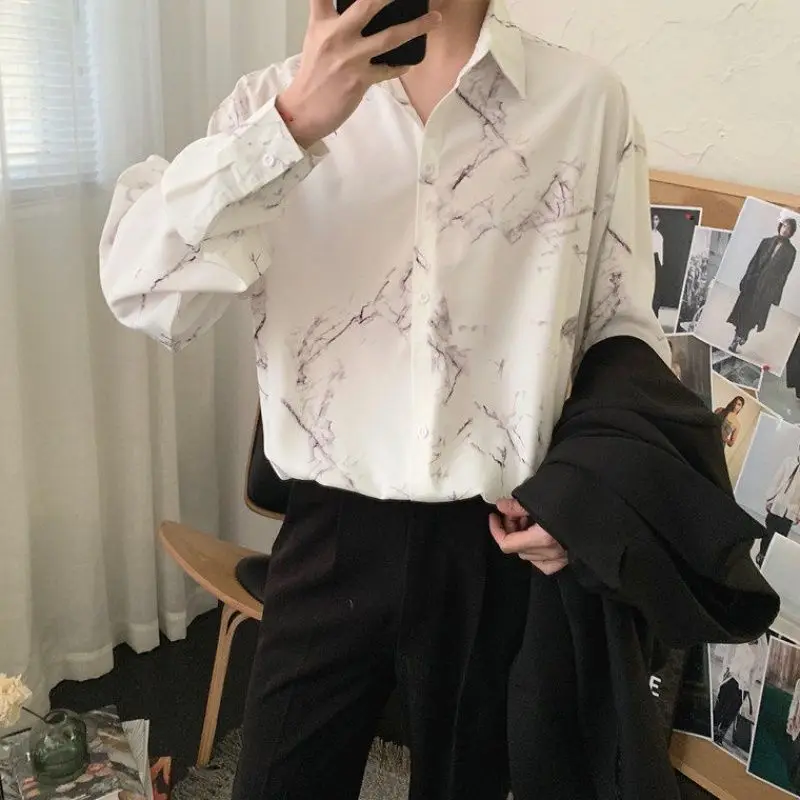 

Tie-dye Long-sleeved Shirt Men's Trendy Printed Loose Casual Jacket Clothes