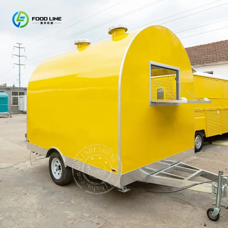 Roundness Ice Cream Push Cart Gooseneck Trailer Ice Cream Food Truck with Full Kitchen
