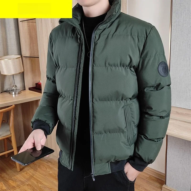 

Men's Winter Thiened Warm Casual down Cotton Jaet Stand Collar Slim Fit Cold Proof Trendy ort Sle Non-Hooded