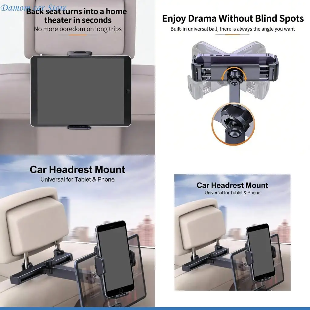 

A2UC Foldable Extended Arm Car Headrest Bracket With 15.8cm Reach For Safe Viewing Of Large Displays And Mobile Devices