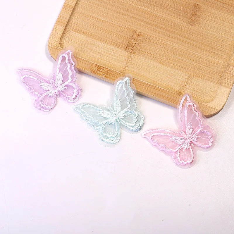 Pegatinas de mariposa bordadas en 3D, accesorios decorativos para ropa, zapatos, sombreros, Parche de mariposa para boda, 10 piezas